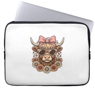 Housse Pour Ordinateur Portable Lunettes de soleil de vache des Highlands mignonne