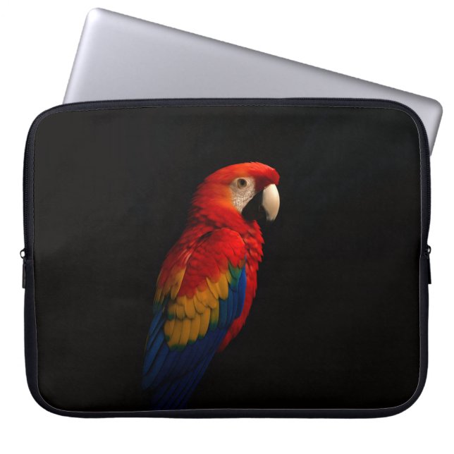 Housse pour ordinateur portable Luxe Noir, Perroqu (Devant)