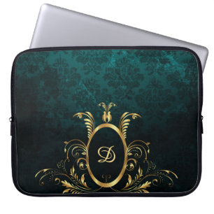Housse Pour Ordinateur Portable Luxe personnalisé Damas Turquoise