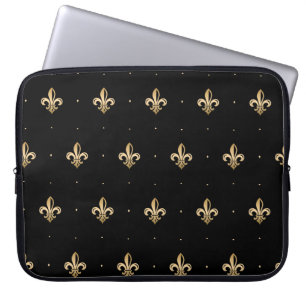 Housse Pour Ordinateur Portable Luxurious Gold Fleur de Lis Black