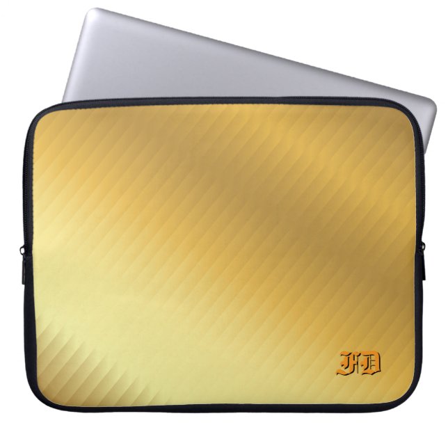 Housse Pour Ordinateur Portable Luxury Gold Gradient Monogram Personalized (Devant)