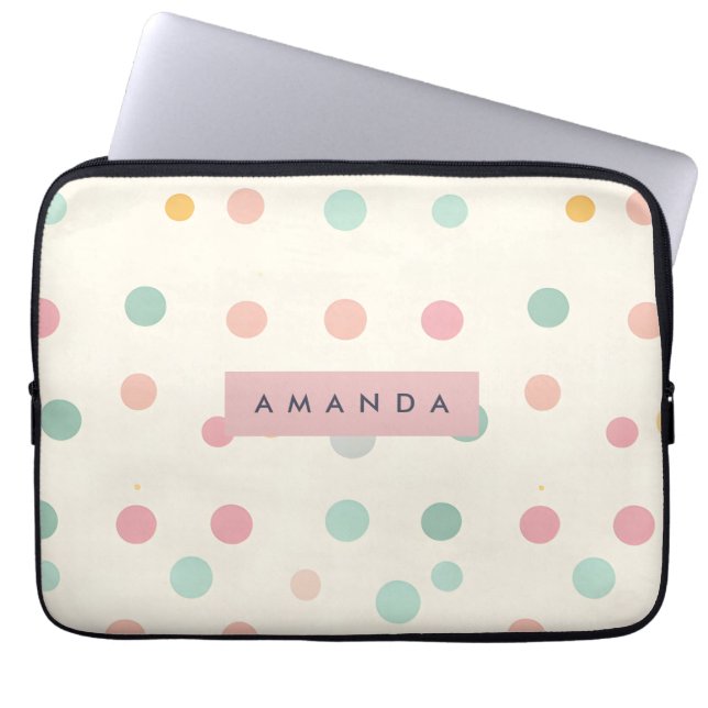 Housse Pour Ordinateur Portable Macaron Pastel Personnalisé à Points (Devant)