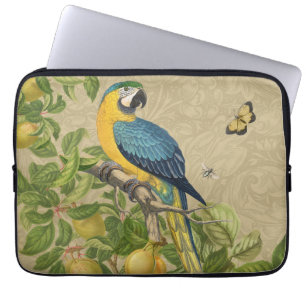 Housse Pour Ordinateur Portable Macaw Blue Jaune Tropical Jungle Antique