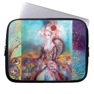 Housse Pour Ordinateur Portable MADAME POMPADOUR or bleu rose