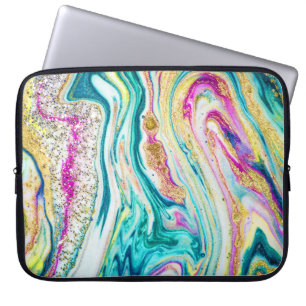 Housse Pour Ordinateur Portable Magic Marbling : Metallic Paint Design.