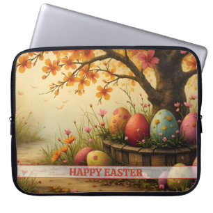 Housse Pour Ordinateur Portable Magie de fleurs printanières avec Splendor d'oeufs