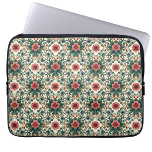 Housse Pour Ordinateur Portable Magie des fleurs boho - dans des nuances de vert e