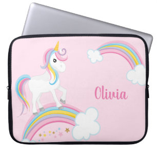 Housse Pour Ordinateur Portable Magique Arc-en-ciel Unicorn rose Personnalisé