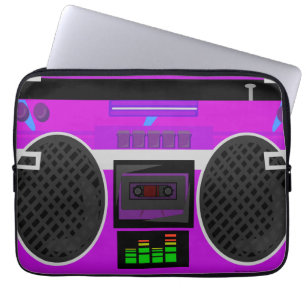 Housse Pour Ordinateur Portable Magnifique Boombox Illustré des Années 80 Violet