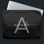 Housse Pour Ordinateur Portable Magnifique Élégant Ajouter Votre Nom & Monogramme<br><div class="desc">Magnifique Élégant Ajoutez Votre Nom Et Portable Noir Monogrammé.</div>