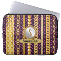 Magnifique Velours Violet Or Monogramme Élégant Ch
