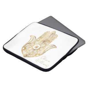 Housse Pour Ordinateur Portable Main de tournesol or Hamsa
