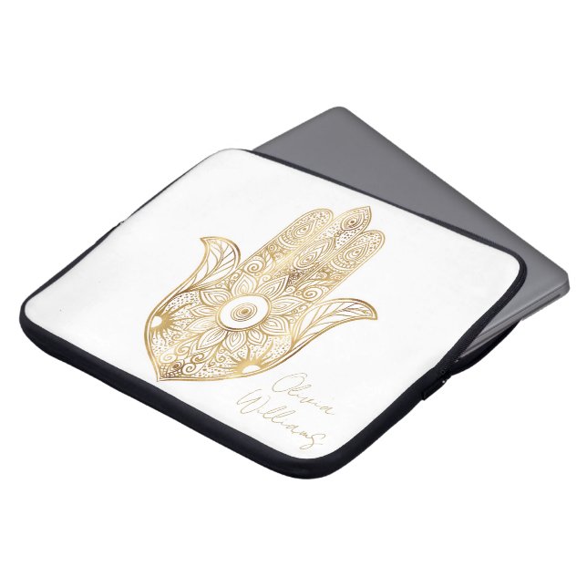 Housse Pour Ordinateur Portable Main de tournesol or Hamsa (Devant haut)