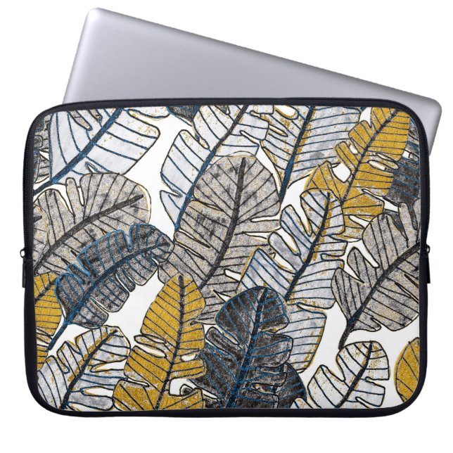 Housse Pour Ordinateur Portable Main tirée : Feuilles tropicaux (Devant)