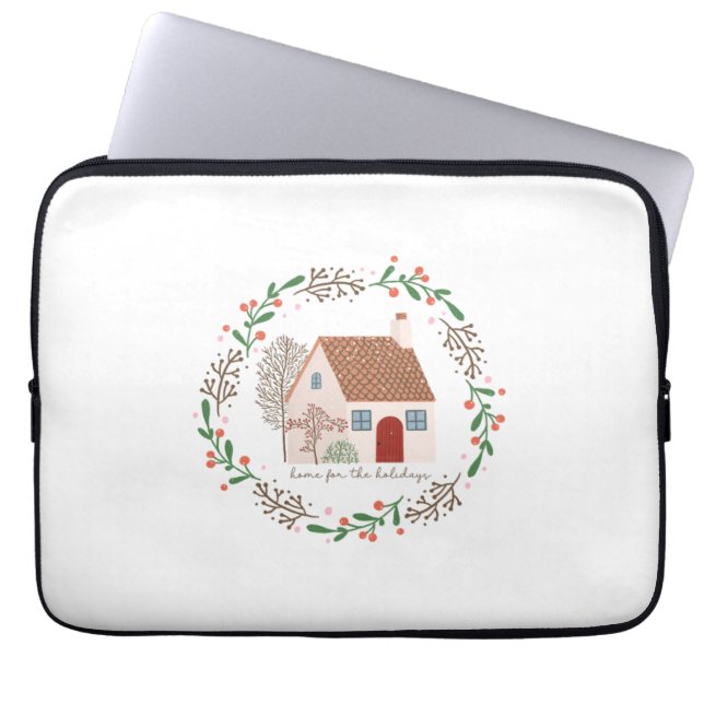 Housse Pour Ordinateur Portable Maison Cadeau De Noël Pour Les Fêtes (Devant)