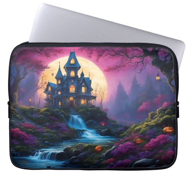 Housse Pour Ordinateur Portable Maison éffrayante sur Halloween Hill (Devant)