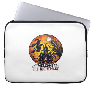 Housse Pour Ordinateur Portable Maison Hantée Halloween Bienvenue Cauchemar Volant