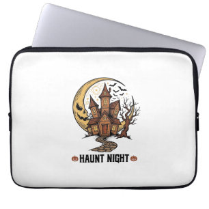 Housse Pour Ordinateur Portable Maison Hantée Halloween Gravure Vintage Blanche Sh