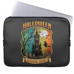 Housse Pour Ordinateur Portable Maison Hantée Halloween Horreur Sorcière Pleine Lu