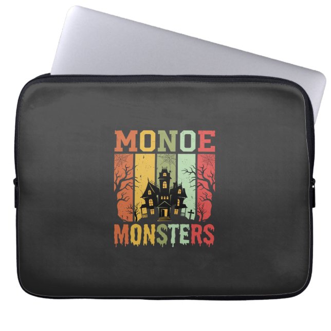 Housse Pour Ordinateur Portable Maison Hantée Halloween Monstres Rétro (Devant)