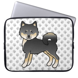 Housse Pour Ordinateur Portable Malamute d'Alaska noir et feu Chien de dessin anim