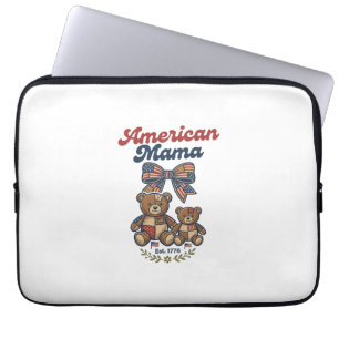 Housse Pour Ordinateur Portable Mama Américaine Ours Patriote Patchwork Vector Des