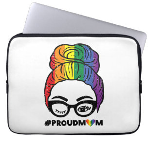 Housse Pour Ordinateur Portable Maman fière Nœud de cheveux décoiffés Drapeau arc-