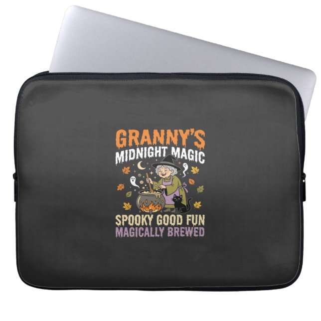 Housse Pour Ordinateur Portable Maman Halloween Chaudron Magique (Devant)