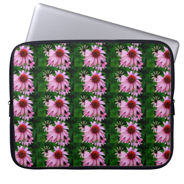Housse Pour Ordinateur Portable manche à fleur d'échinacée rose (Devant)