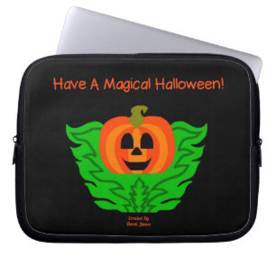 Housse Pour Ordinateur Portable Manche Citrouille en néoprène magique Halloween