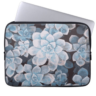 Housse Pour Ordinateur Portable Manche de bureau monochrome bleu Succulent