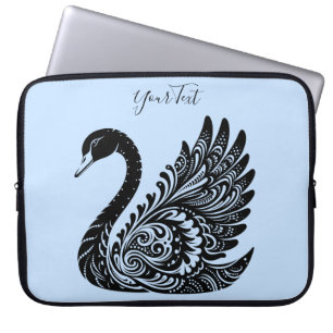 Housse Pour Ordinateur Portable Manche de bureau noir décoratif en cygne