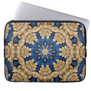 Housse Pour Ordinateur Portable Manche Décoratif Bleu Or