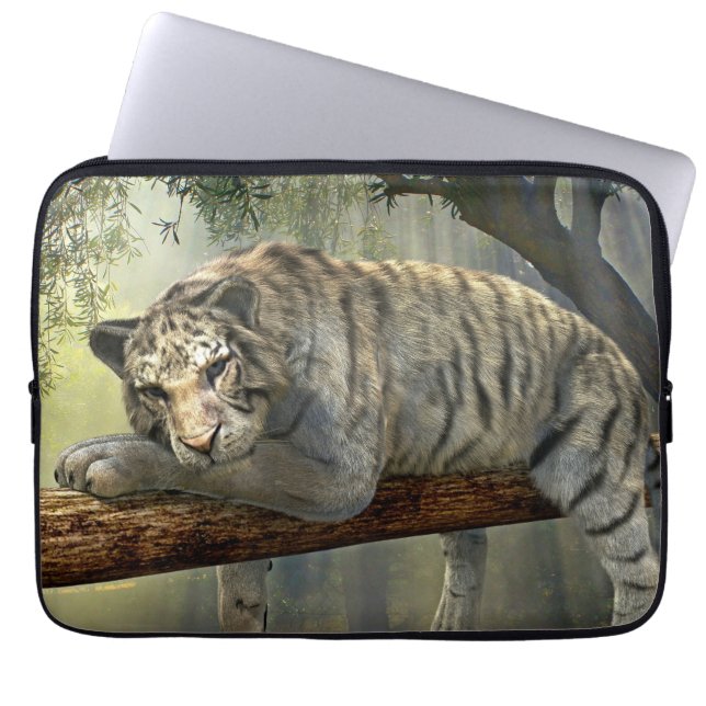 Housse Pour Ordinateur Portable Manche d'ordinateur portable blanc Tiger (Devant)