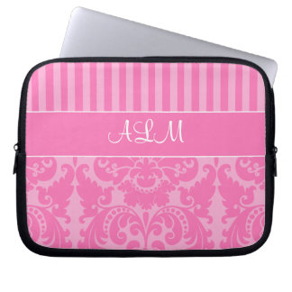 Housse Pour Ordinateur Portable Manche d'ordinateur portable en damas rayé rose et