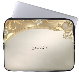 Housse Pour Ordinateur Portable Manche d'ordinateur portable Floral Orné Or