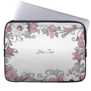 Housse Pour Ordinateur Portable Manche d'ordinateur portable rose argent blanc