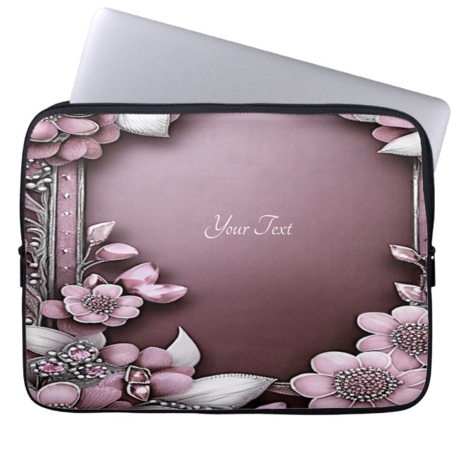 Housse Pour Ordinateur Portable Manche d'ordinateur portable rose Floral (Devant)