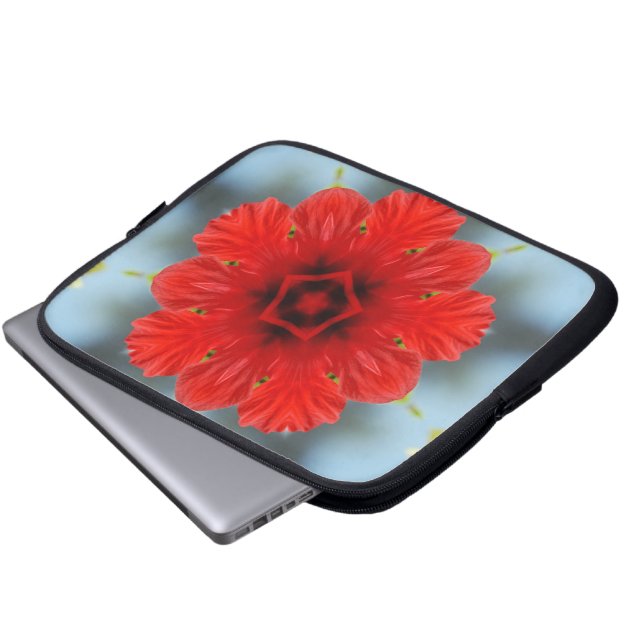 Housse Pour Ordinateur Portable Manche Electronics Fleur Rouge (Devant bas)