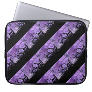 Housse Pour Ordinateur Portable Manche Motif à bande noire et violette