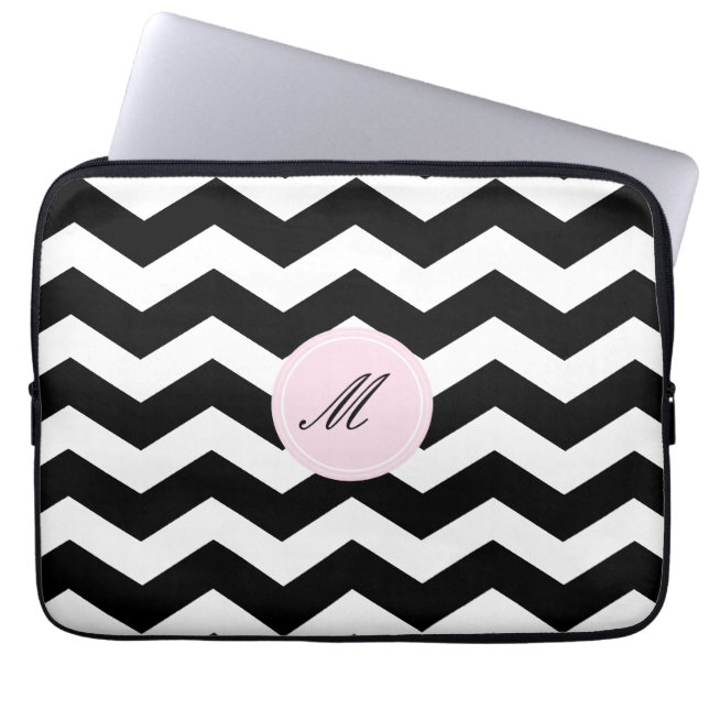 Housse Pour Ordinateur Portable Manche Motif Chevron noir (Devant)