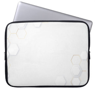 Housse Pour Ordinateur Portable Manche Motif Hexagone White-Gold moderne