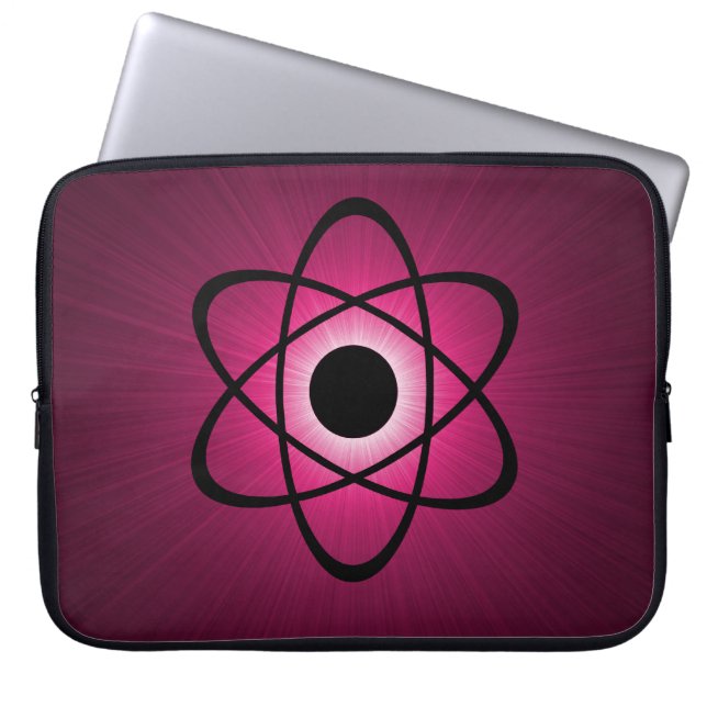 Housse Pour Ordinateur Portable Manche Nerdy Électronique Atomique, Rose (Devant)
