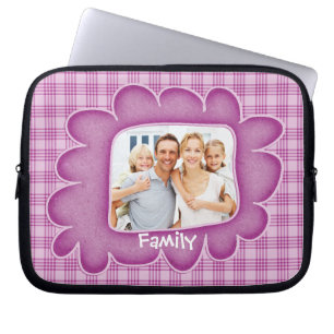 Housse Pour Ordinateur Portable Manche photo de famille en plastique rose Whimsica