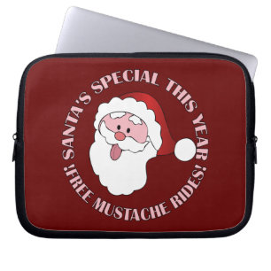 Housse Pour Ordinateur Portable Manche portable père Noël Mustache Rides