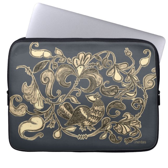 Housse Pour Ordinateur Portable Manches d'oiseaux nordiques en acier ancien (Devant)