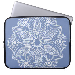 Housse Pour Ordinateur Portable Mandala blanc exotique sur fond beige