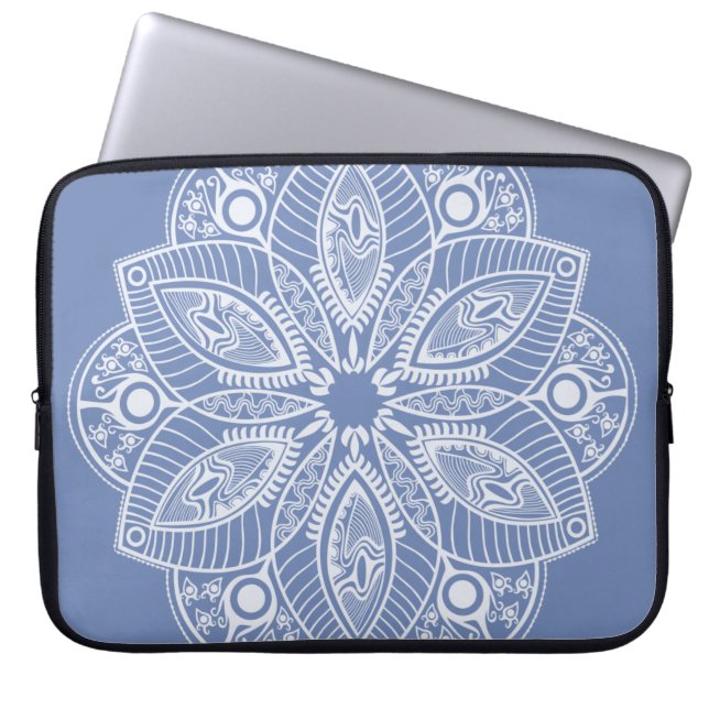 Housse Pour Ordinateur Portable Mandala blanc exotique sur fond beige (Devant)