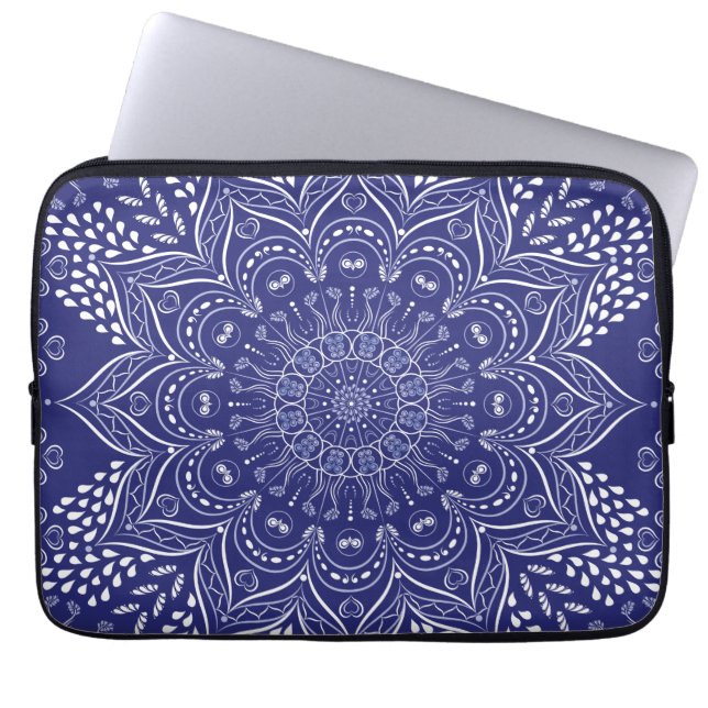 Housse Pour Ordinateur Portable Mandala bleu Indigo (Devant)