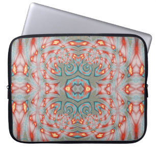 Housse Pour Ordinateur Portable Mandala de feu rouge cyan